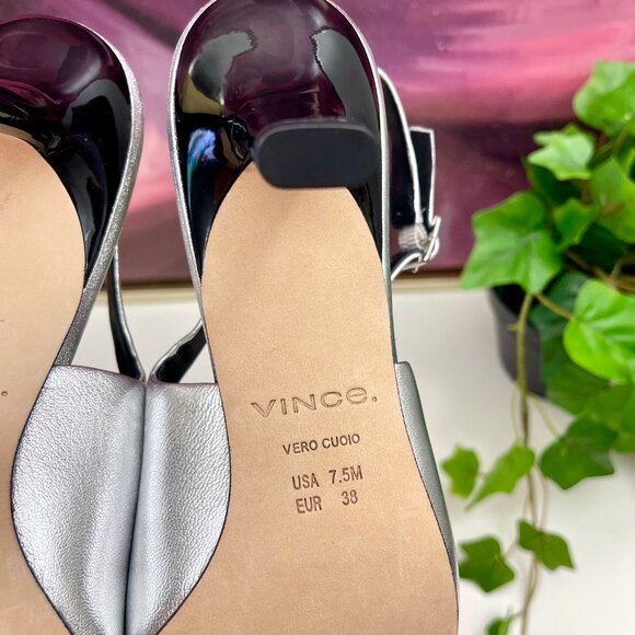 Vince Pandora Pointed Toe Slingback Pump in Silver Size 7.5 - Picture 11 of 13